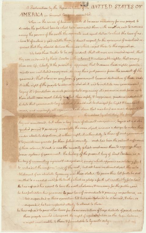 Page from the Declaration of Independence
