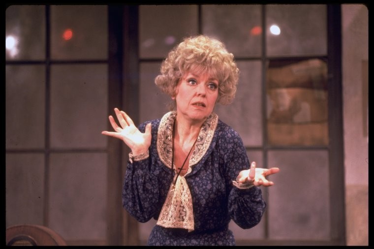 swope_210860 Actress Dorothy Loudon as Miss Hannigan in a scene from the Broadway production of the musical Annie. (1977)