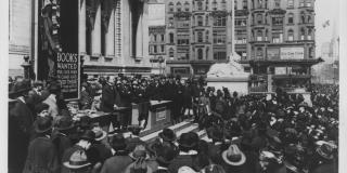 World War I Book Drive on the plaza of the Central Library, 42nd Street, ca. 1916