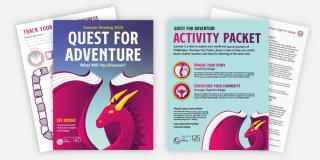 Activity book with dragon illustrations