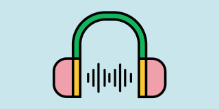 Illustration of headphones with soundwaves