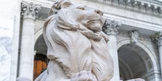 Photograph of marble lion statue