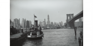 Historic photo of the Brooklyn Bridge and the East River