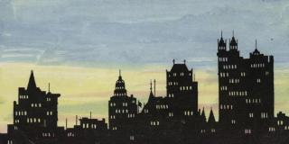 Historic illustration of New York City skyline