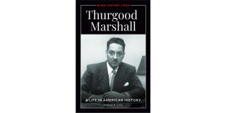 Book cover of Thurgood Marshall: A Life in American History by Spencer R. Crew featuring a historic photo portrait of Marshall looking at the camera
