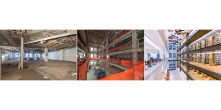 Side-by-side before and after photos of the Stavros Niarchos Foundation Library (SNFL)'s third floor