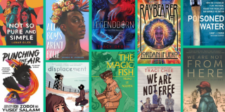 Book covers of NYPL's Best Books for Teens, including titles like The Magic Fish, All Boys Aren't Blue, Raybearer, and more