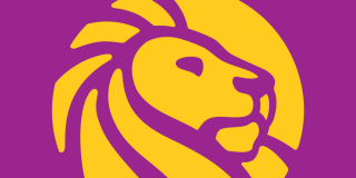 Purple background with the NYPL lion logo in yellow.