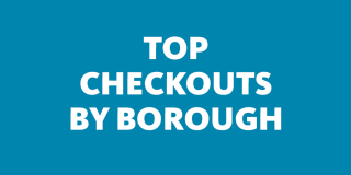 Blue background with bold white text that reads: Top Checkouts by Borough.