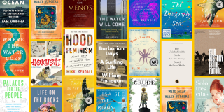 Yellow background with a book cover collage including titles from the Summer Staff Picks for Adults list. 
