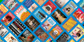 Book covers from the Summer Staff Picks list displayed on a blue background.