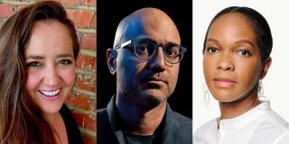 3 side-by-side headshots: Adrienne LaFrance, Ayad Akhtar, Imani Perry