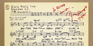 Dizzy Gillespie’s signed, handwritten chord chart for “Brother K”