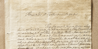 George Washington’s handwritten Farewell Address; script handwriting on browned, old paper