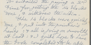 Right-hand page of a letter handwritten blue ink, signed by the author at bottom right