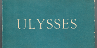 Teal book cover with white writing that reads in all capitals “Ulysses by James Joyce”