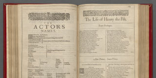 Printed book open to a spread; the left-hand page notes “the actors names” and the right the beginning of “The Life of Henry the Fift.”