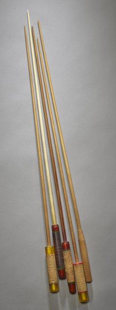 Five wooden conductor batons
