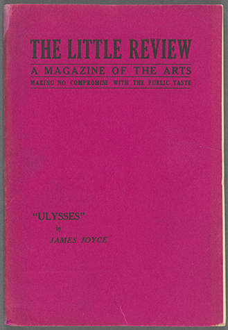 Bright magenta cover of The Little Review, with the magazine’s title printed at the top and, at lower left, “’Ulysses’ by James Joyce 