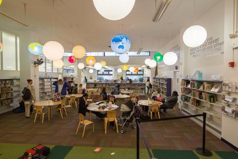Interior view of Hamilton Fish Park Library 