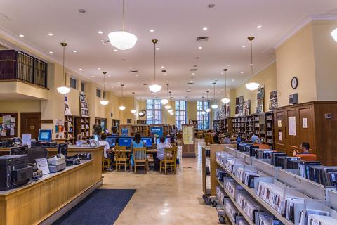 Interior view of George Bruce Library 